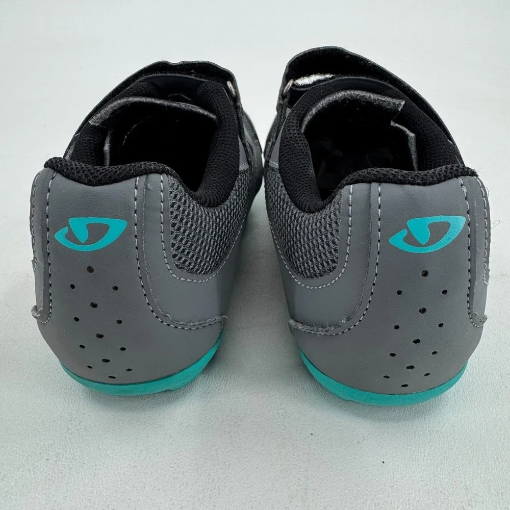 Giro Riela RII Cycling Shoes WOMENS Gray Blue Hook & Loop Close SIZE 8.5